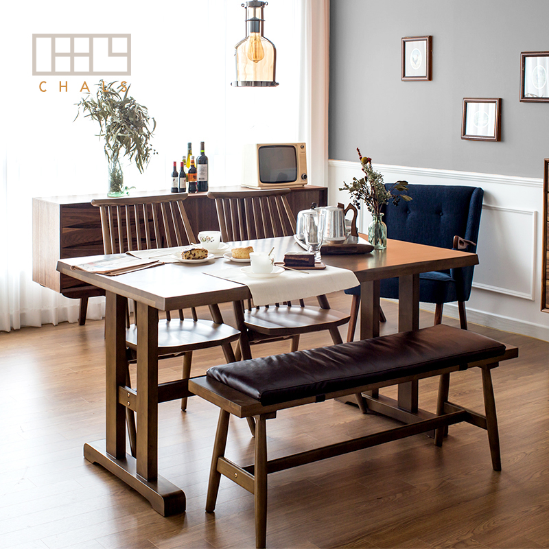 CHALS 實木餐桌組合 - 1.4m 餐桌+ 2餐椅+ 1長椅