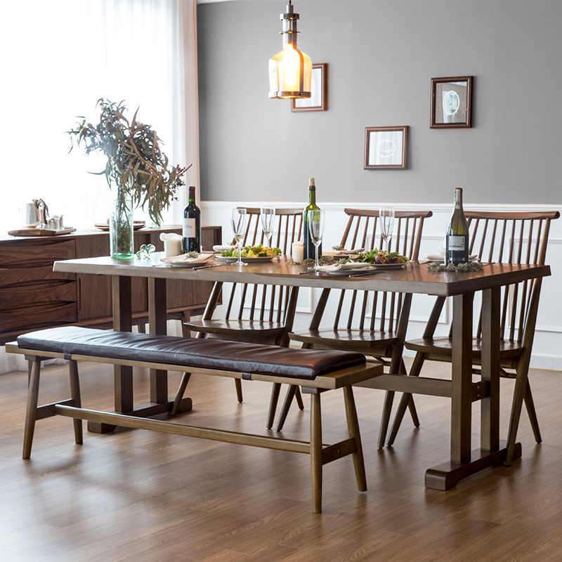 CHALS 實木餐桌組合 - 1.8m 餐桌+ 3餐椅+ 1長椅