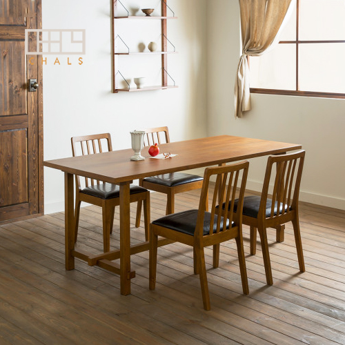 CHALS 實木餐桌組合 - 餐桌+餐椅x4
